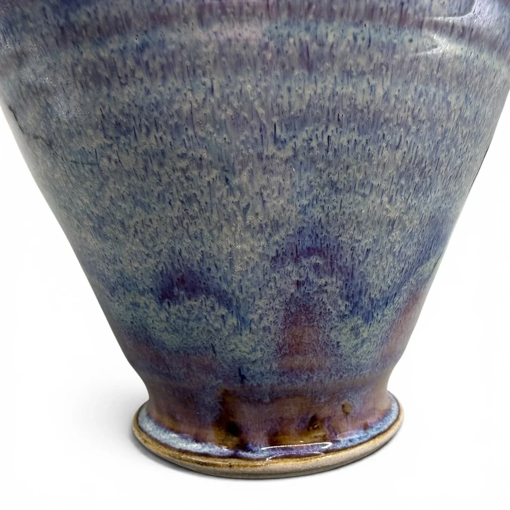 Stephen Bennett Signed Studio Pottery Vase Purple Blue Reactive Glaze 6.5